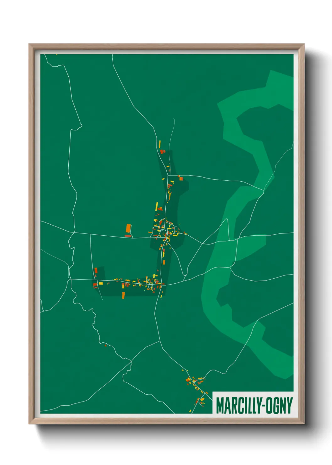 Une affiche de carte sur Marcilly-Ogny