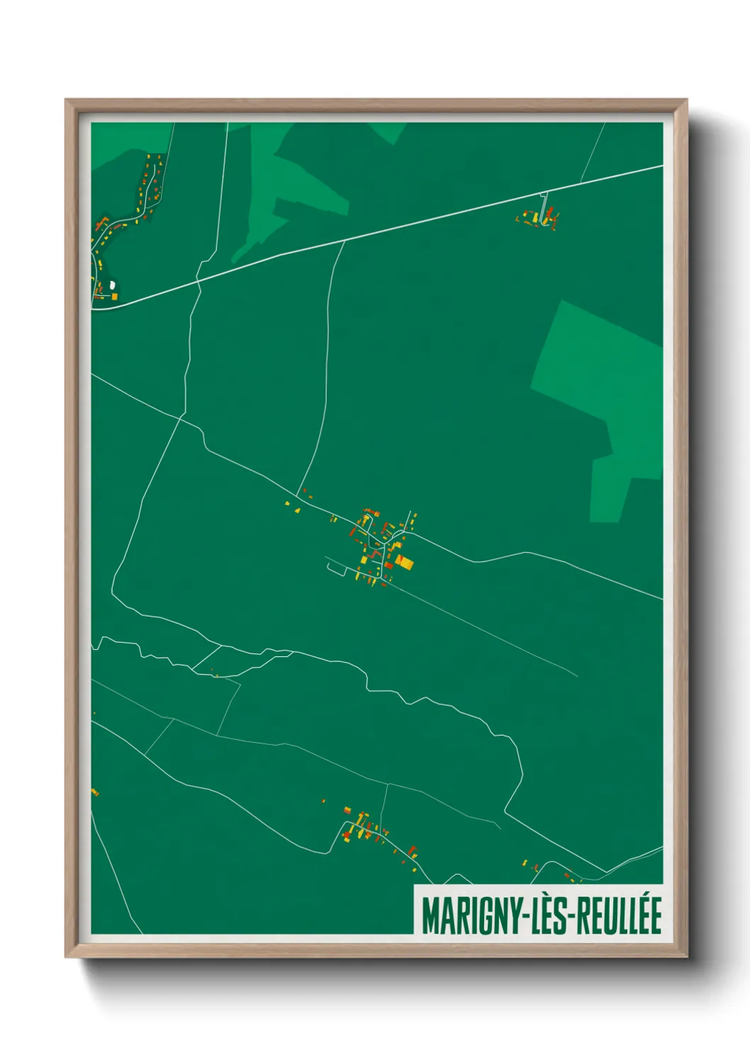 Une affiche de carte sur Marigny-lès-Reullée