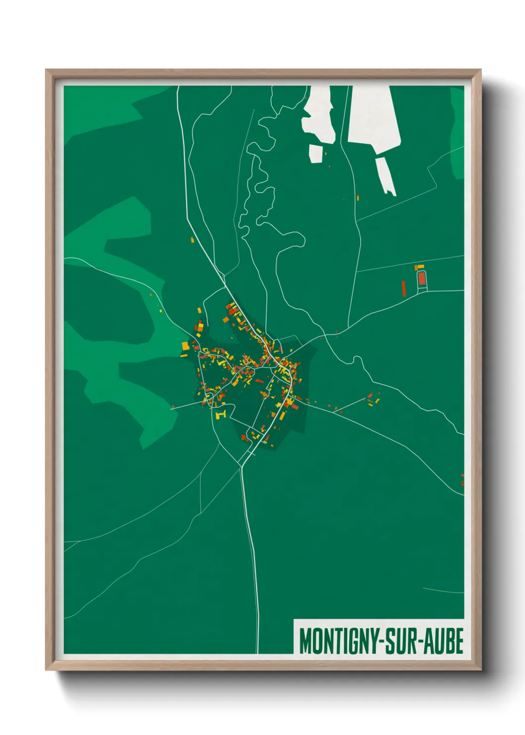 Une affiche de carte sur Montigny-sur-Aube