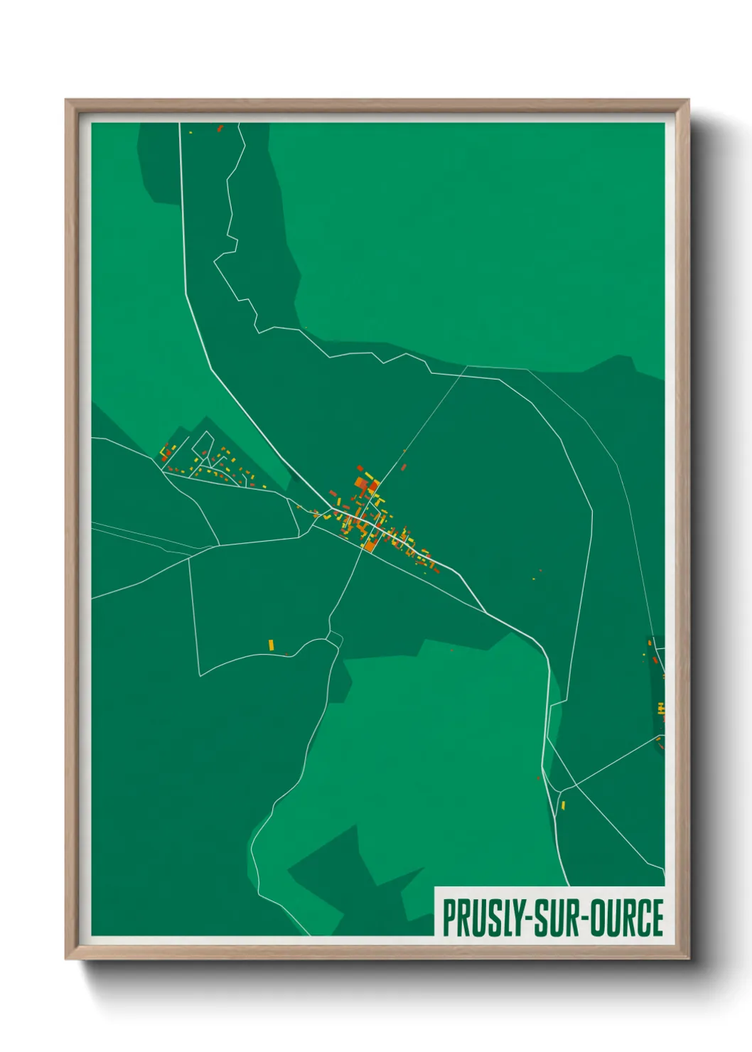 Une affiche de carte sur Prusly-sur-Ource