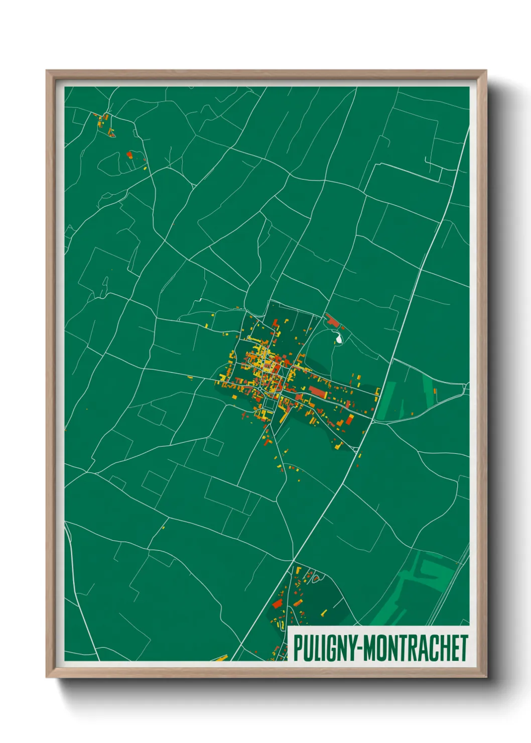 Une affiche de carte sur Puligny-Montrachet