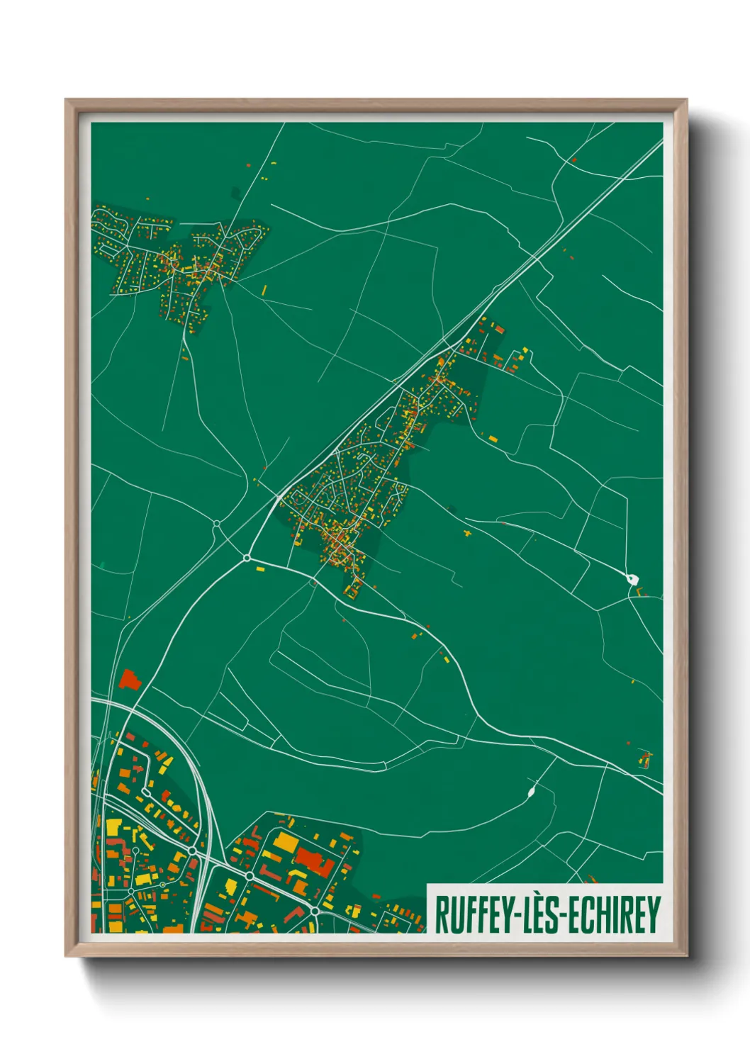 Une affiche de carte sur Ruffey-lès-Echirey