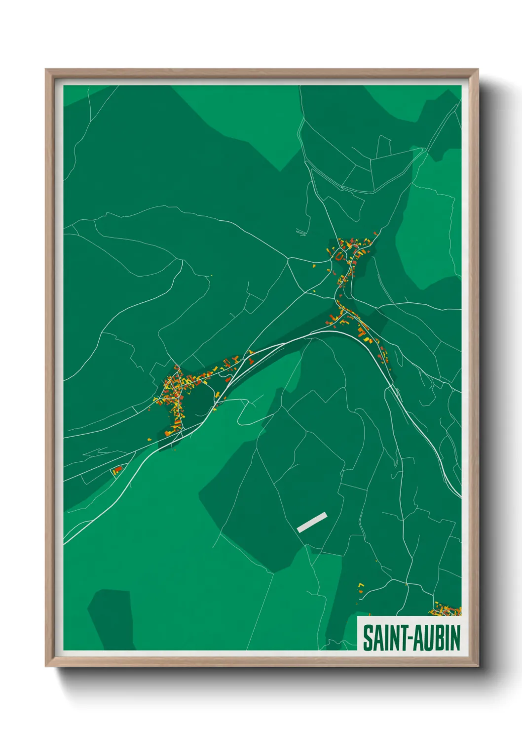 Une affiche de carte sur Saint-Aubin