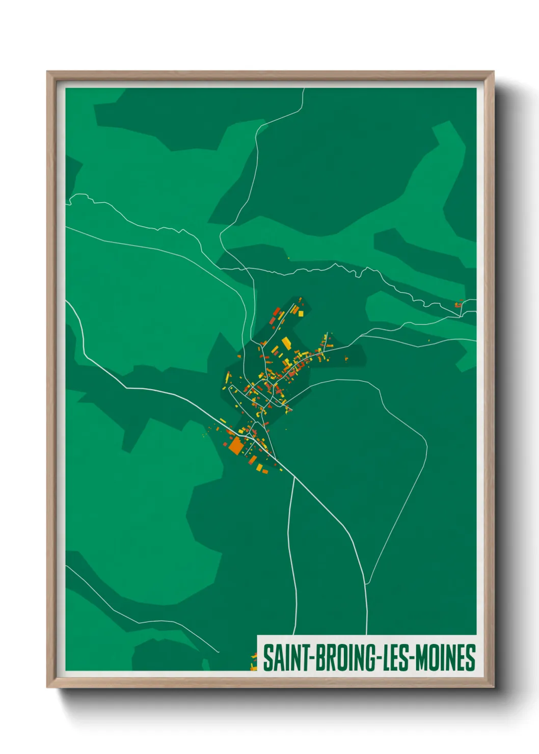 Une affiche de carte sur Saint-Broing-les-Moines