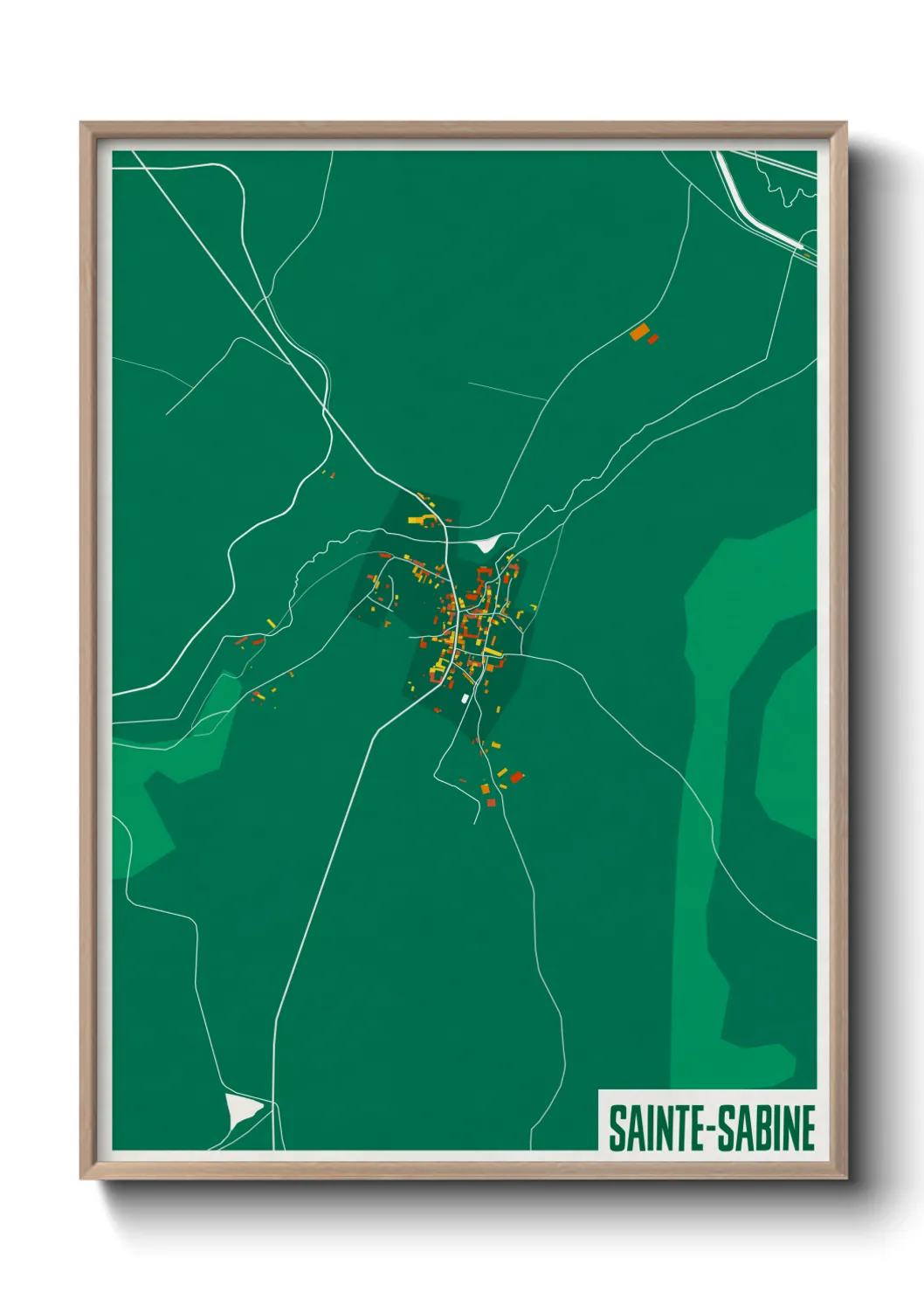 Une affiche de carte sur Sainte-Sabine