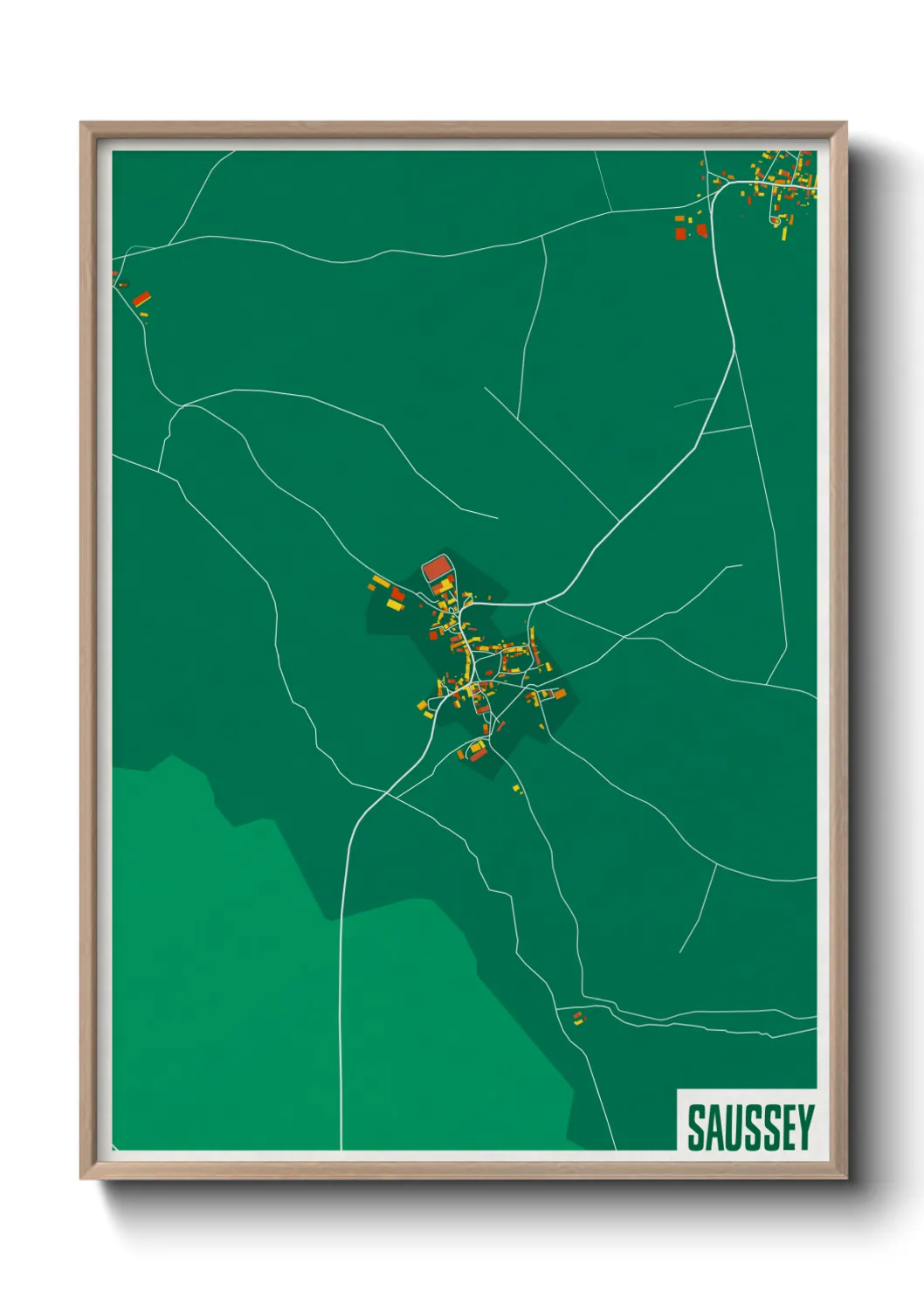 Une affiche de carte sur Saussey