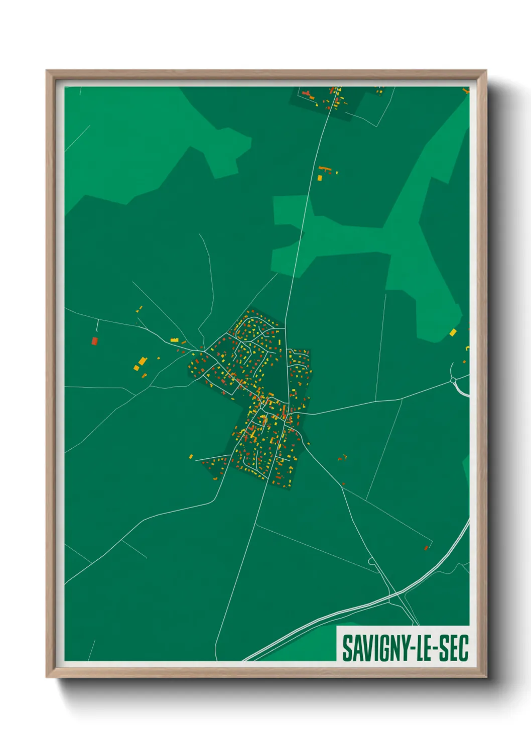 Une affiche de carte sur Savigny-le-Sec