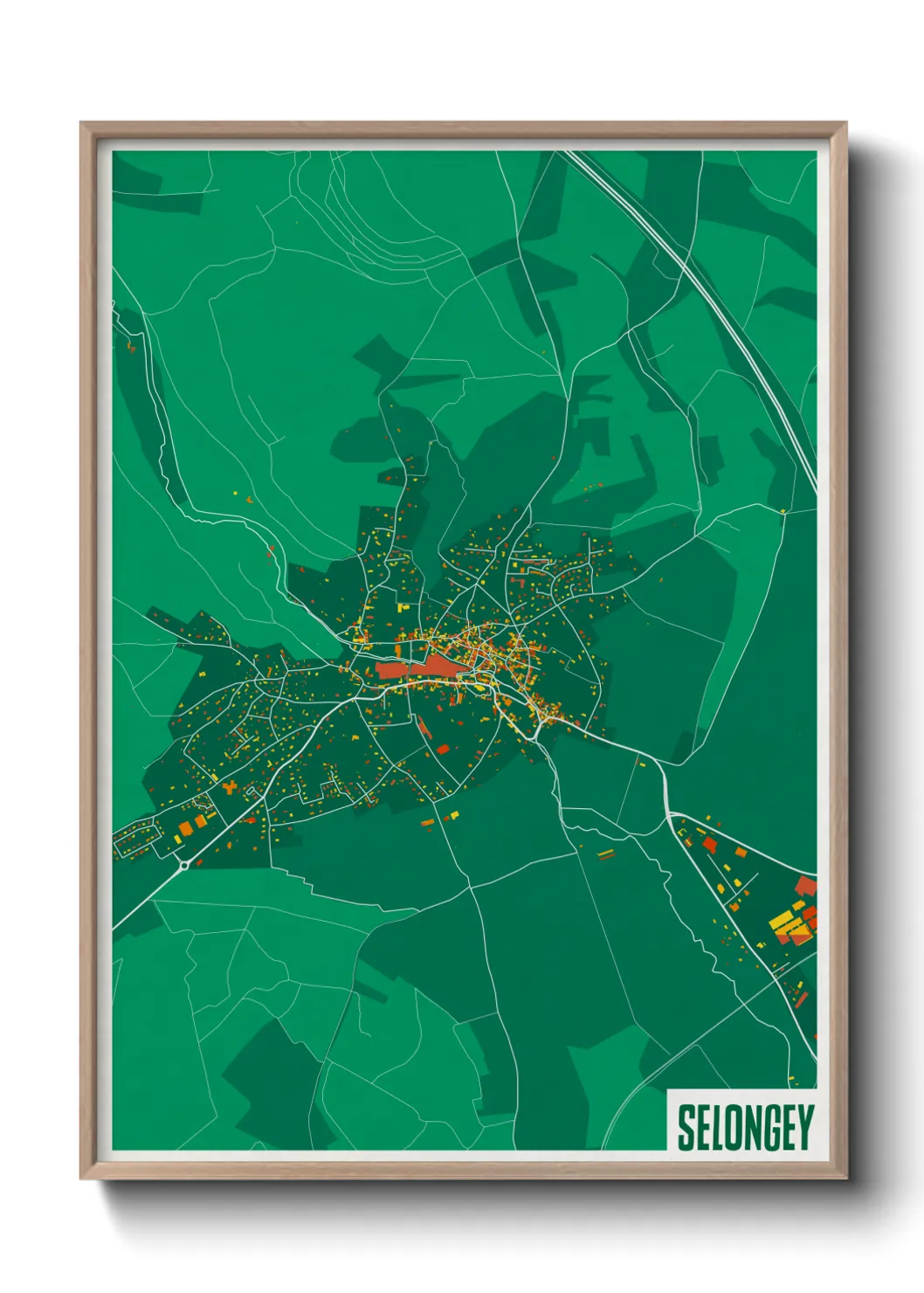 Une affiche de carte sur Selongey