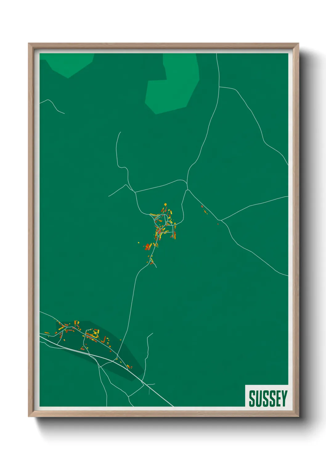 Une affiche de carte sur Sussey