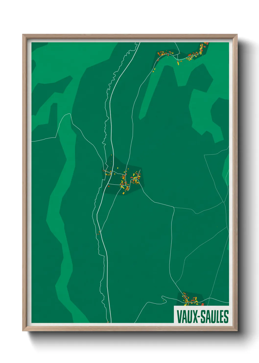 Une affiche de carte sur Vaux-Saules