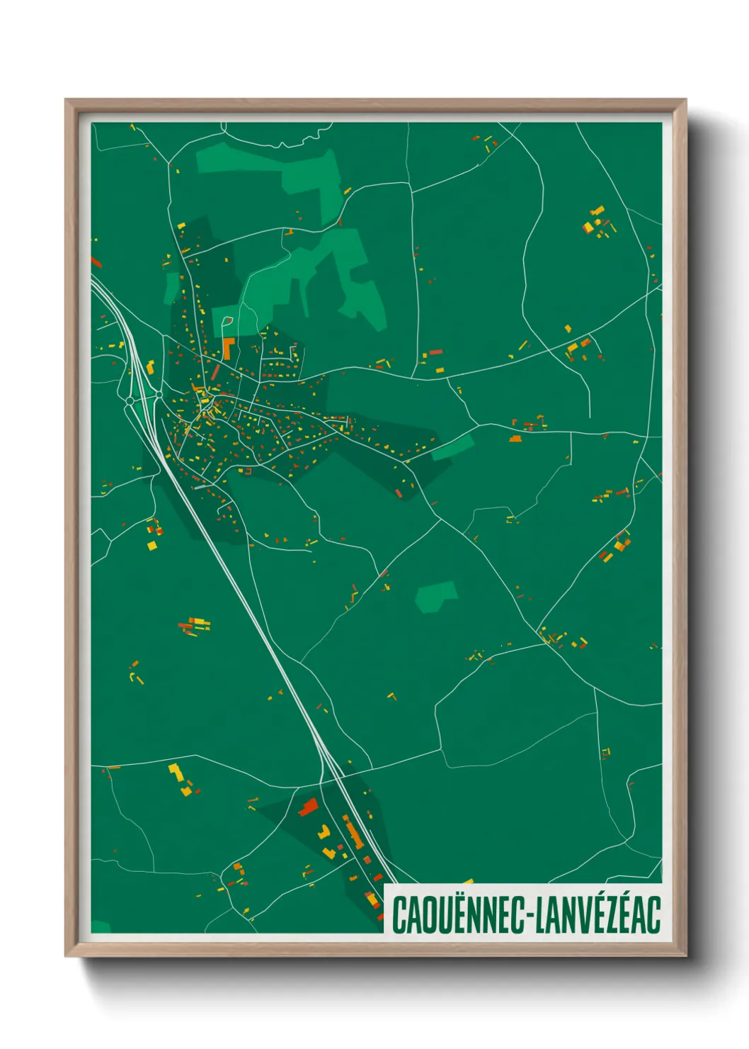 Une affiche de carte sur Caouënnec-Lanvézéac