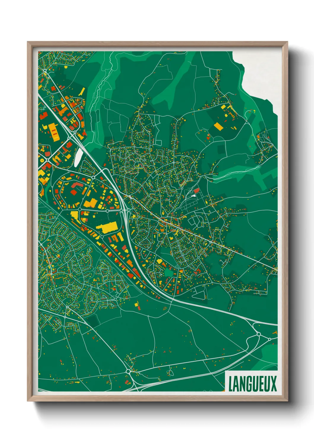 Une affiche de carte sur Langueux