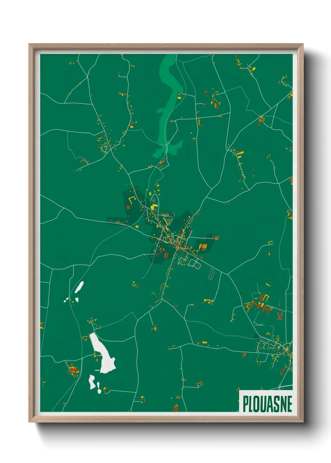 Une affiche de carte sur Plouasne