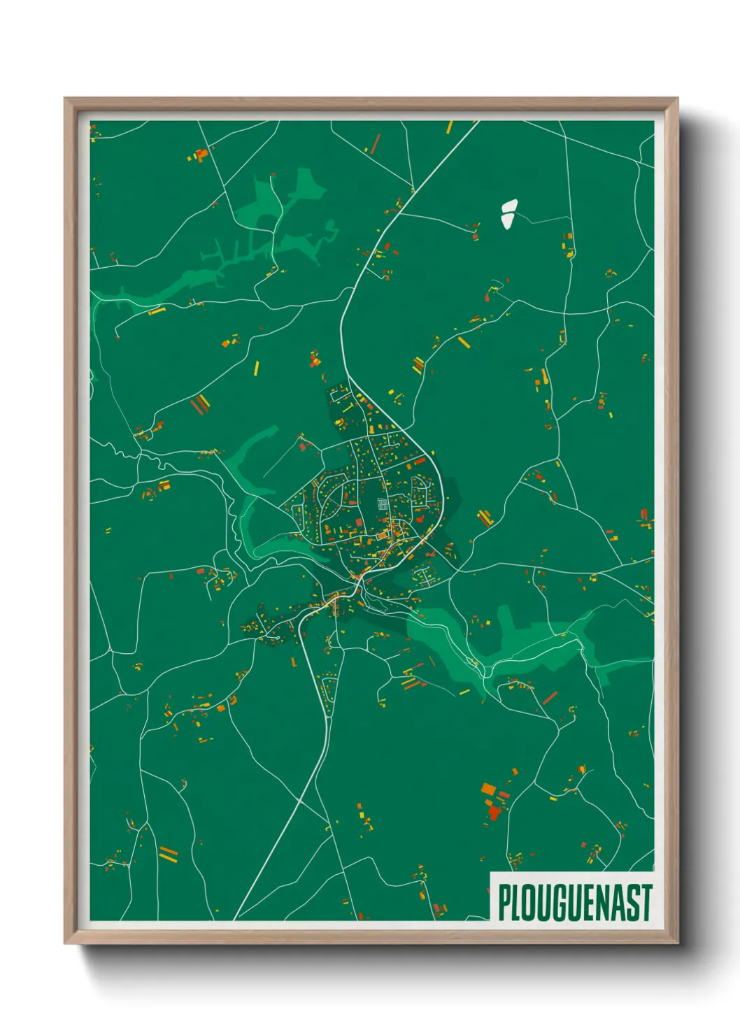 Une affiche de carte sur Plouguenast