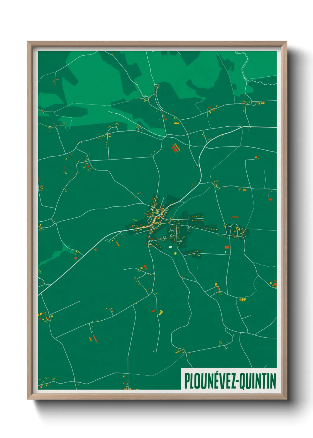 Une affiche de carte sur Plounévez-Quintin