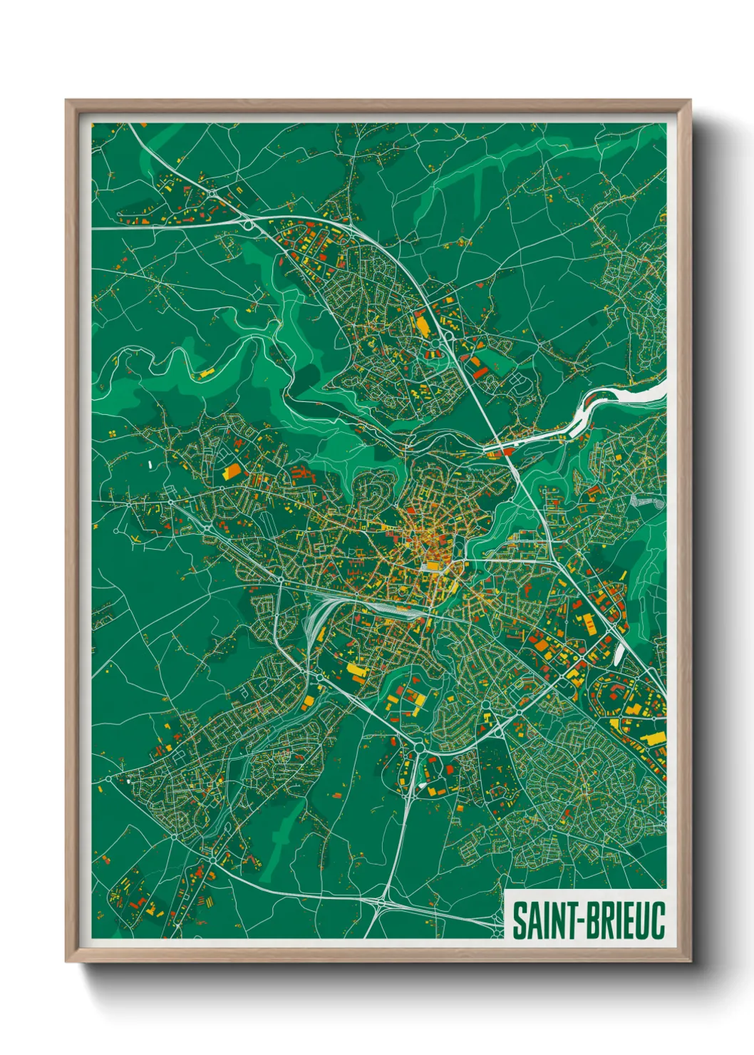 Une affiche de carte sur Saint-Brieuc