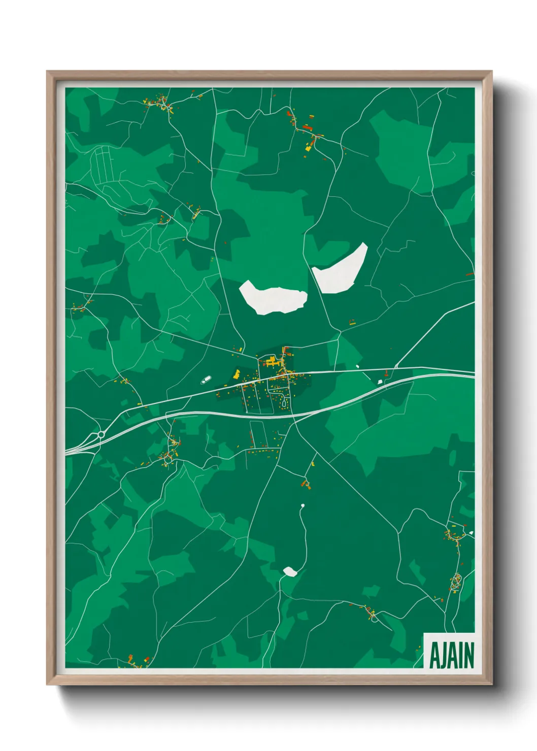 Une affiche de carte sur Ajain