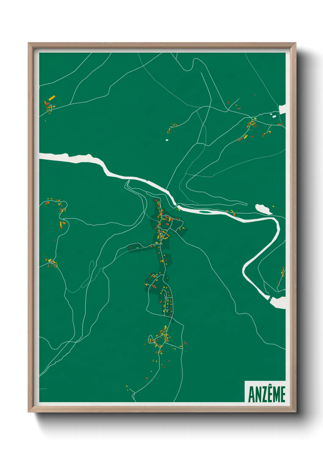 Une affiche de carte sur Anzême