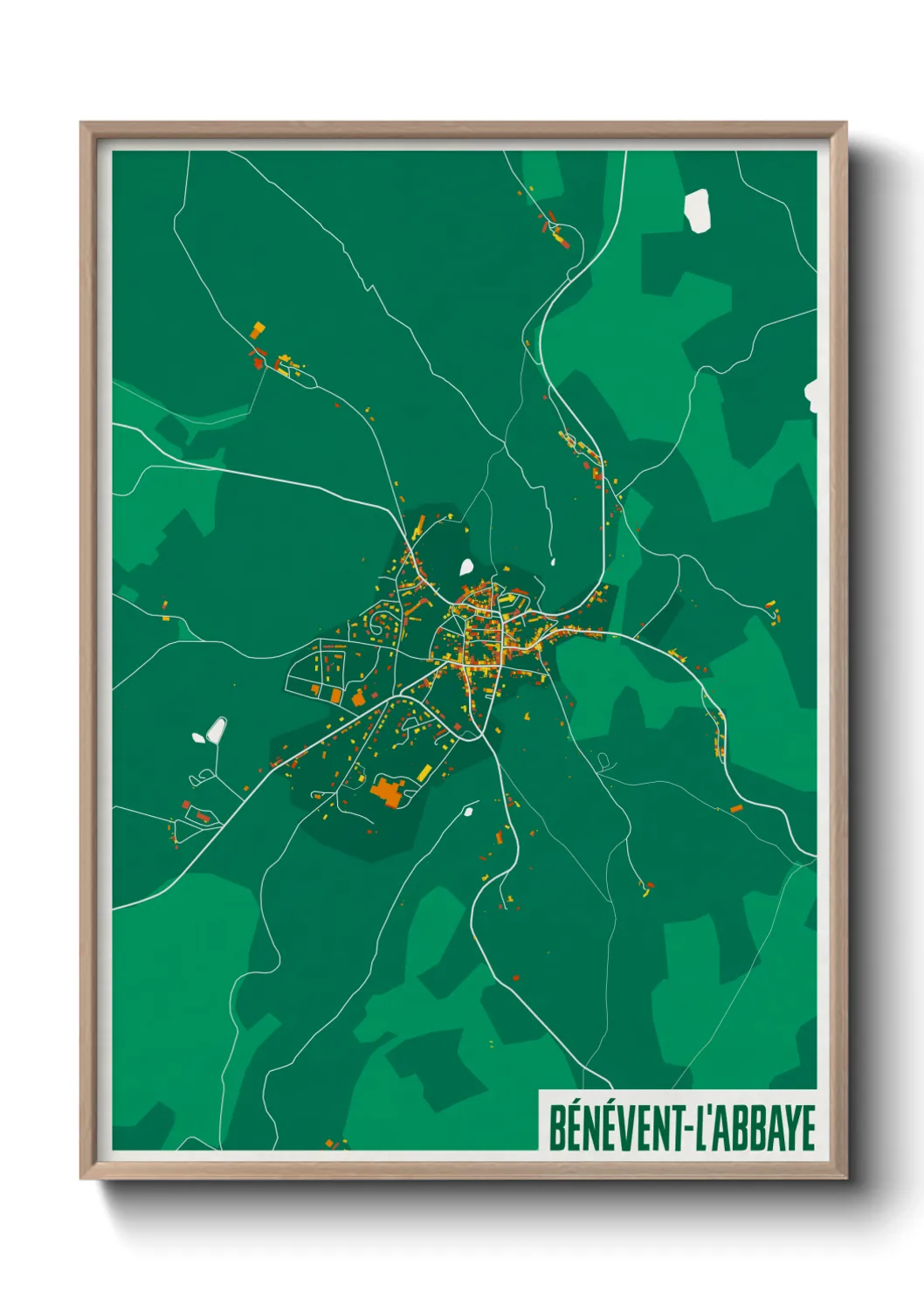 Une affiche de carte sur Bénévent-l'Abbaye