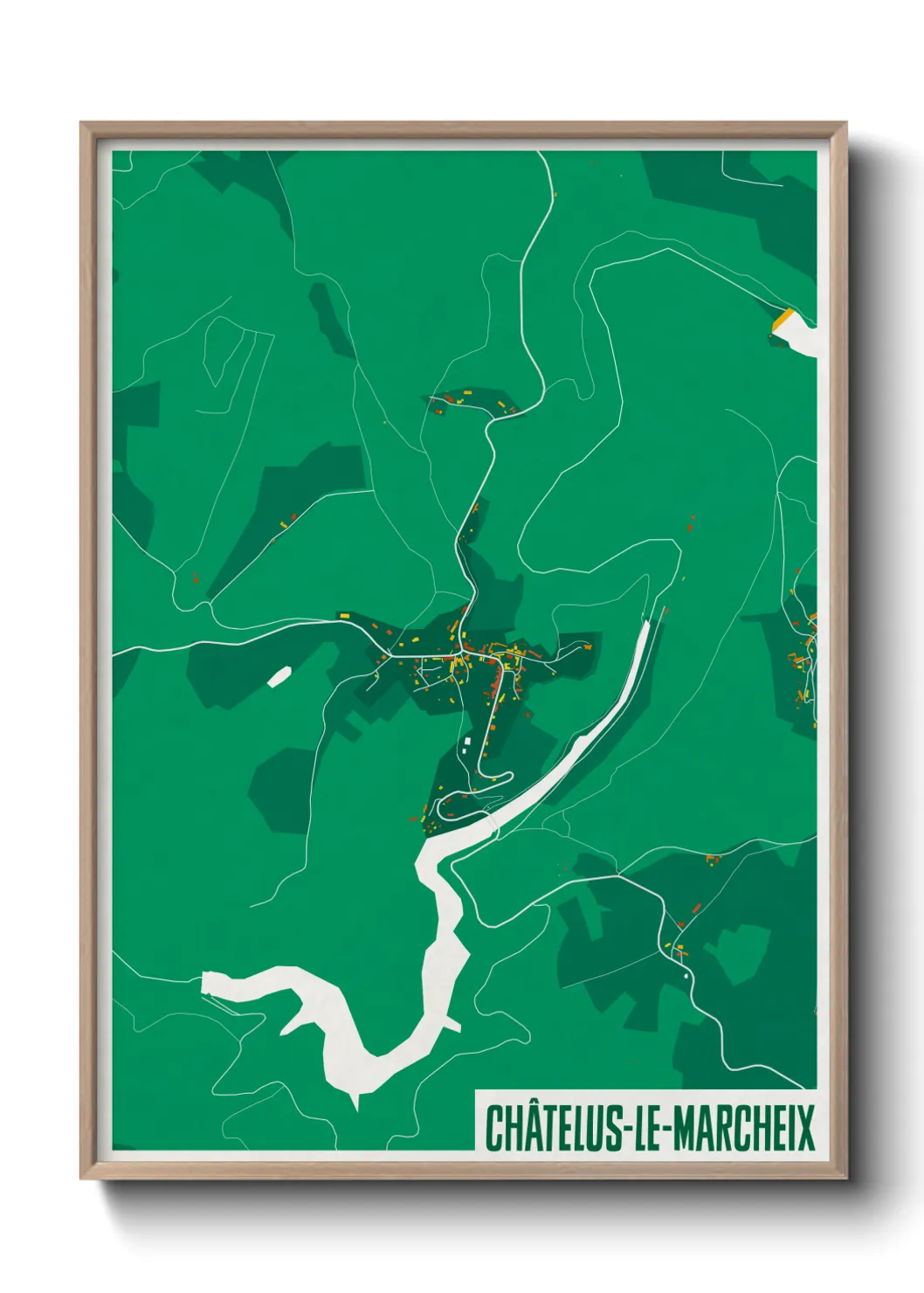 Une affiche de carte sur Châtelus-le-Marcheix