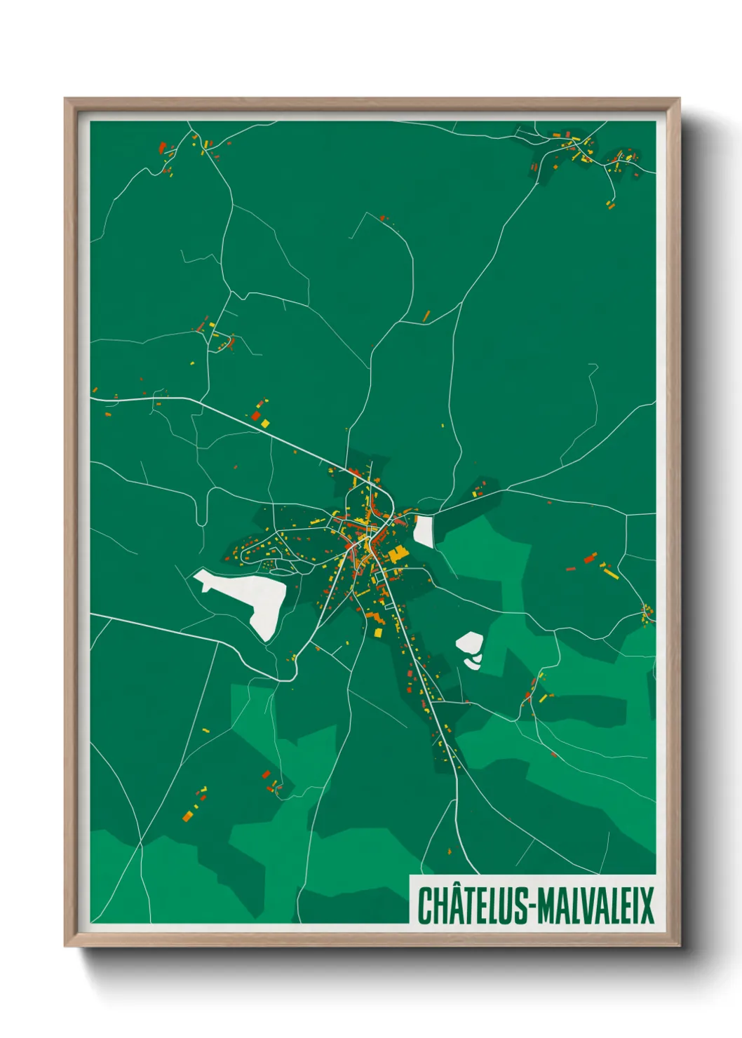 Une affiche de carte sur Châtelus-Malvaleix