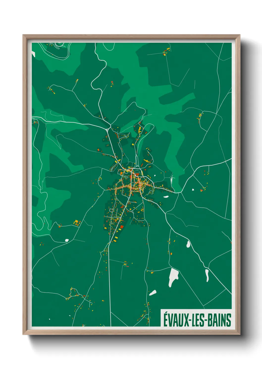 Une affiche de carte sur Évaux-les-Bains