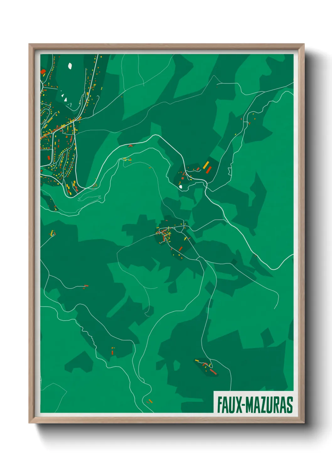 Une affiche de carte sur Faux-Mazuras