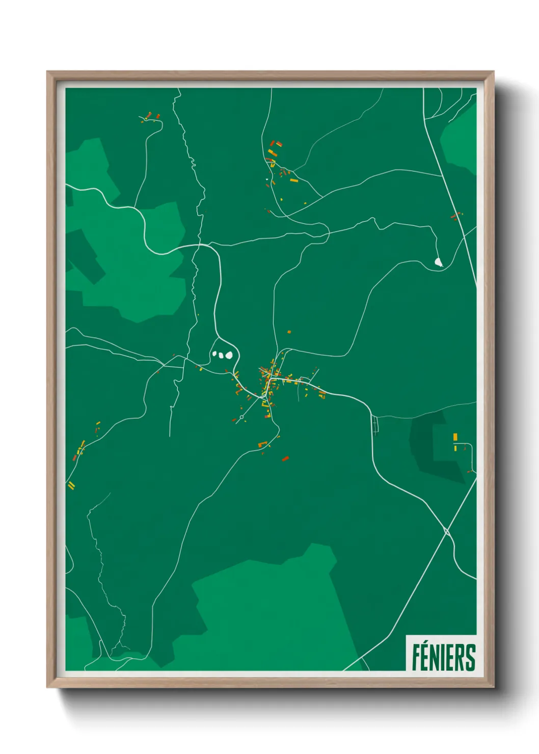 Une affiche de carte sur Féniers
