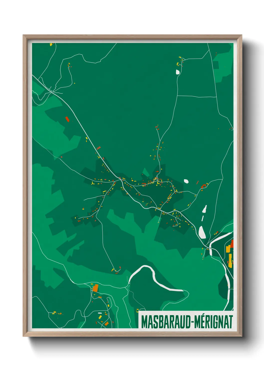 Une affiche de carte sur Masbaraud-Mérignat