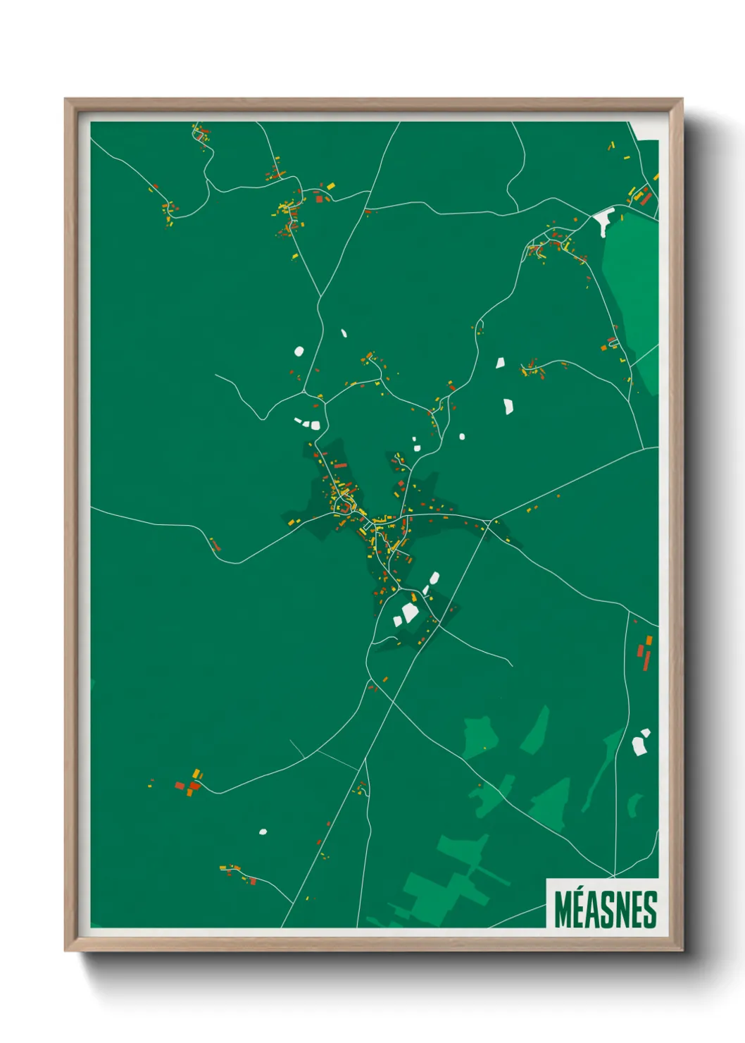 Une affiche de carte sur Méasnes