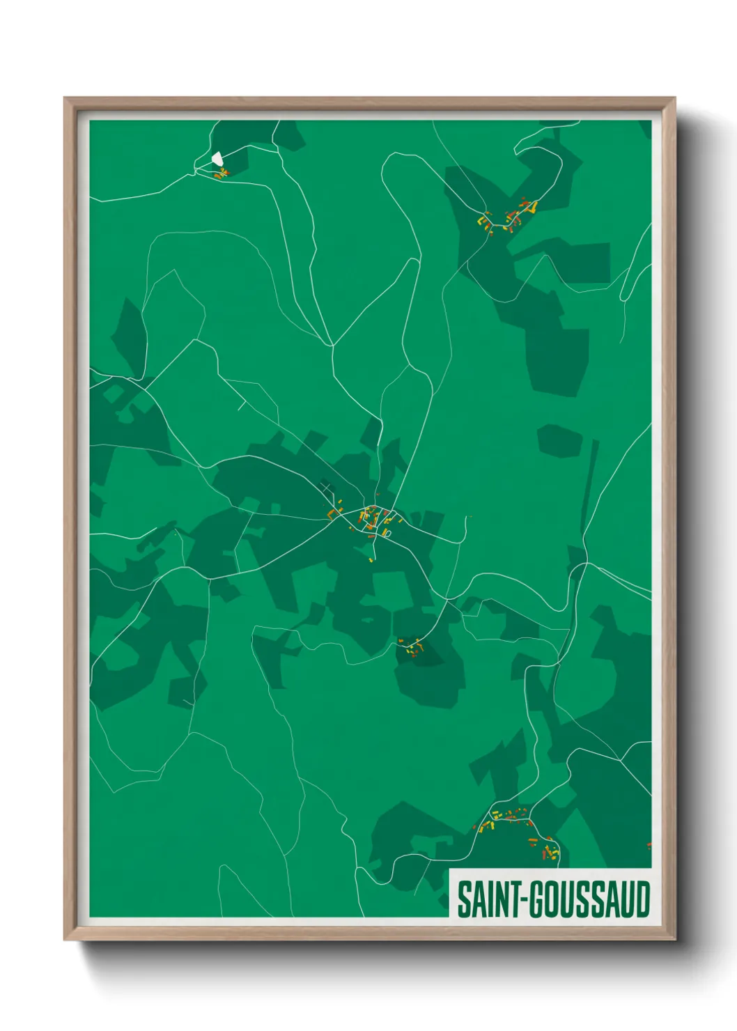 Une affiche de carte sur Saint-Goussaud