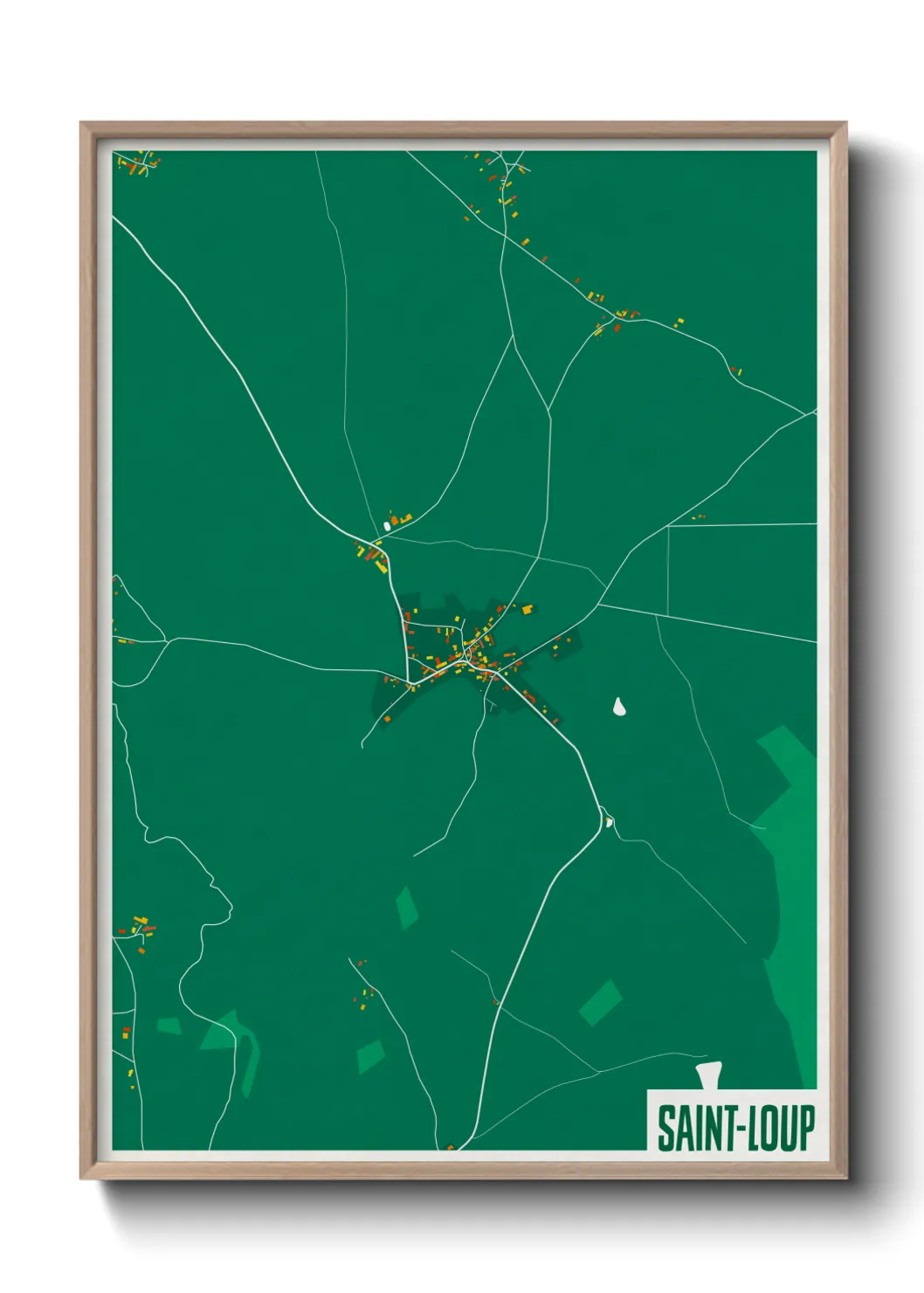 Une affiche de carte sur Saint-Loup