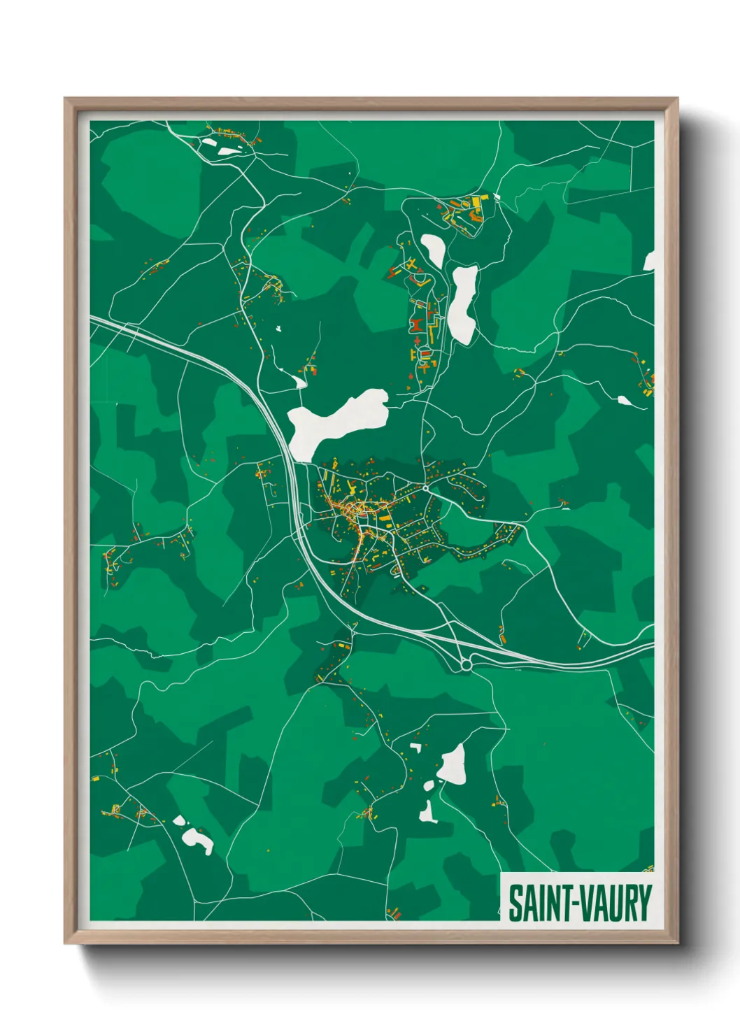 Une affiche de carte sur Saint-Vaury