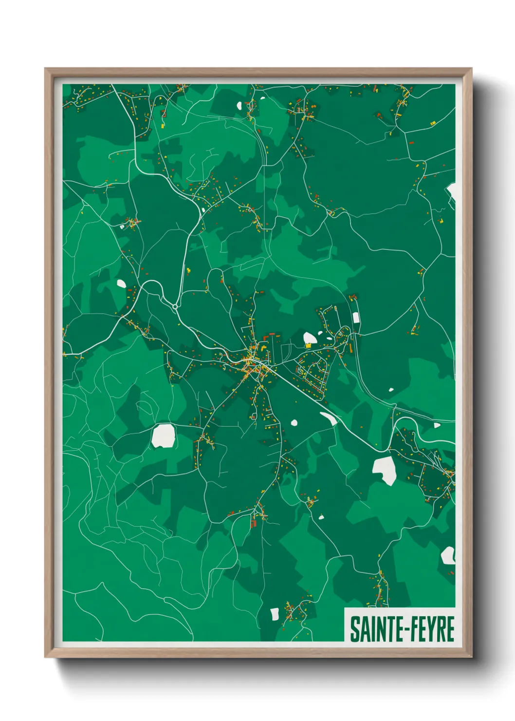 Une affiche de carte sur Sainte-Feyre