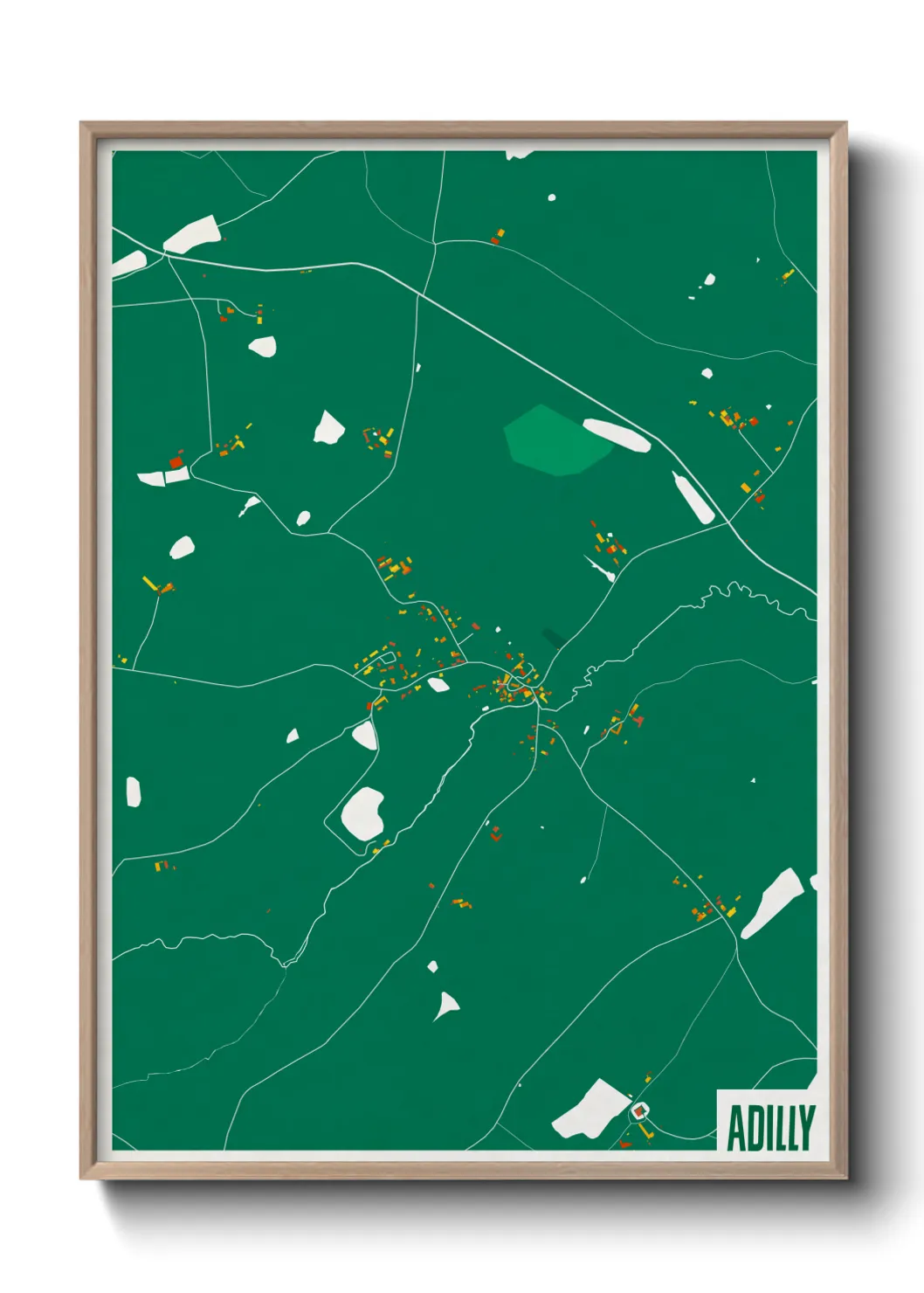 Une affiche de carte sur Adilly