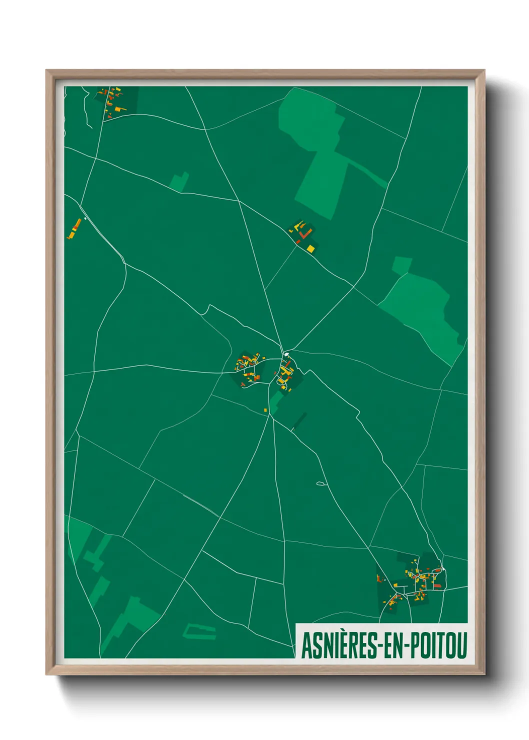 Une affiche de carte sur Asnières-en-Poitou