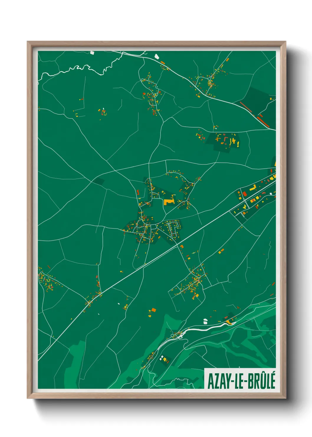 Une affiche de carte sur Azay-le-Brûlé