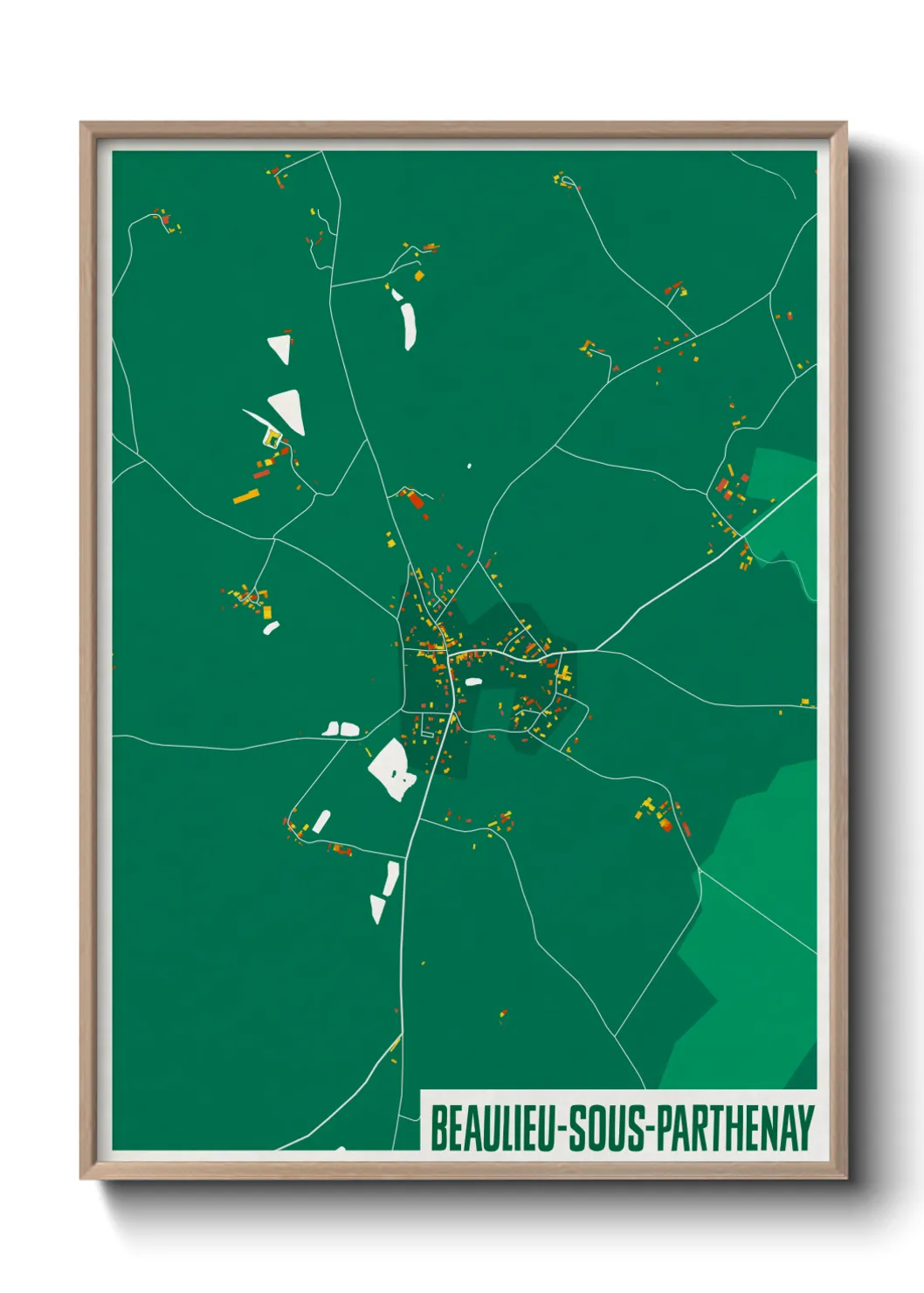 Une affiche de carte sur Beaulieu-sous-Parthenay