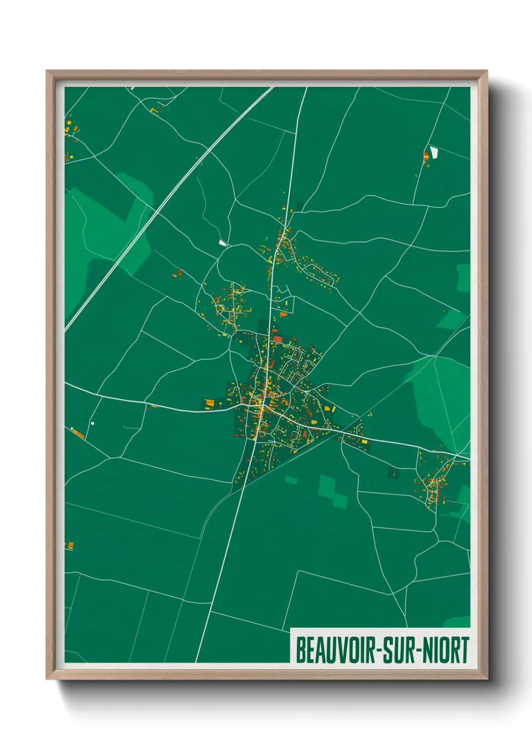 Une affiche de carte sur Beauvoir-sur-Niort