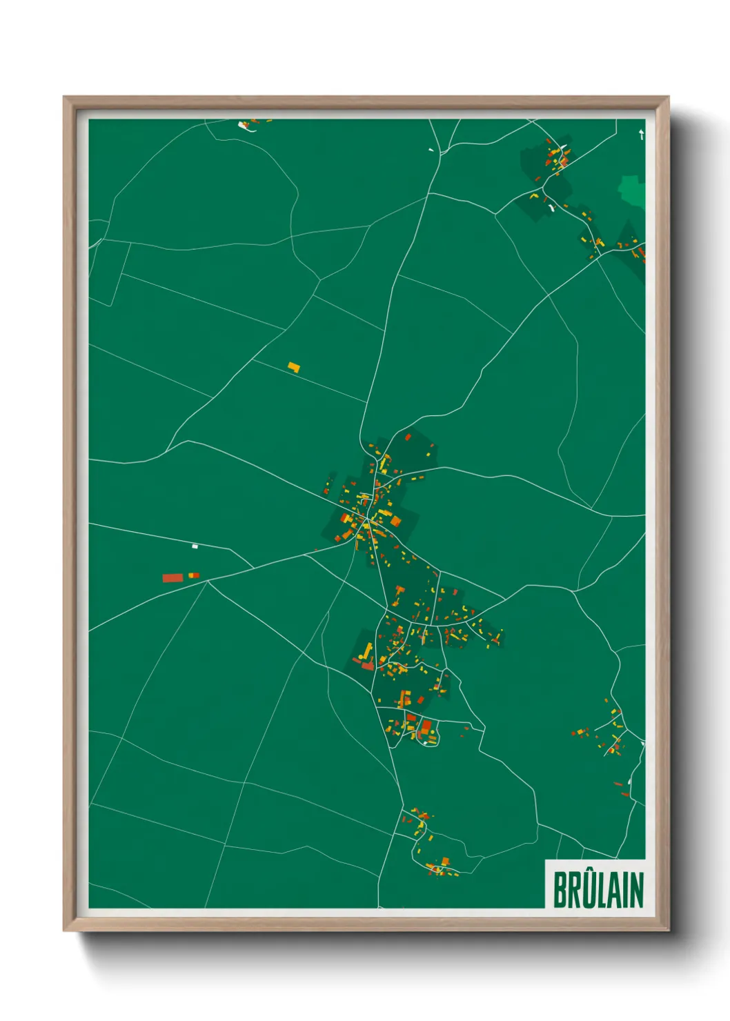 Une affiche de carte sur Brûlain