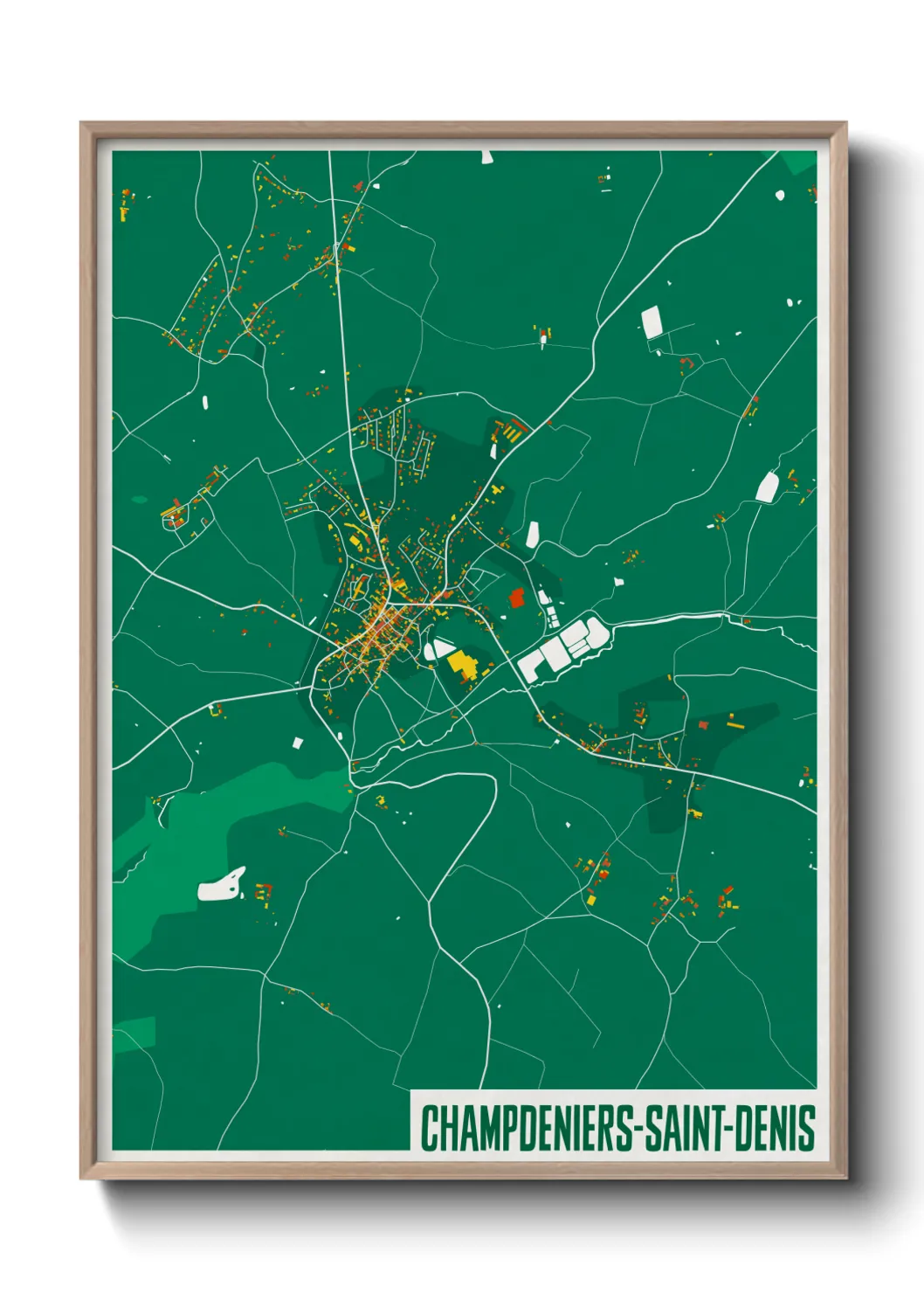 Une affiche de carte sur Champdeniers-Saint-Denis