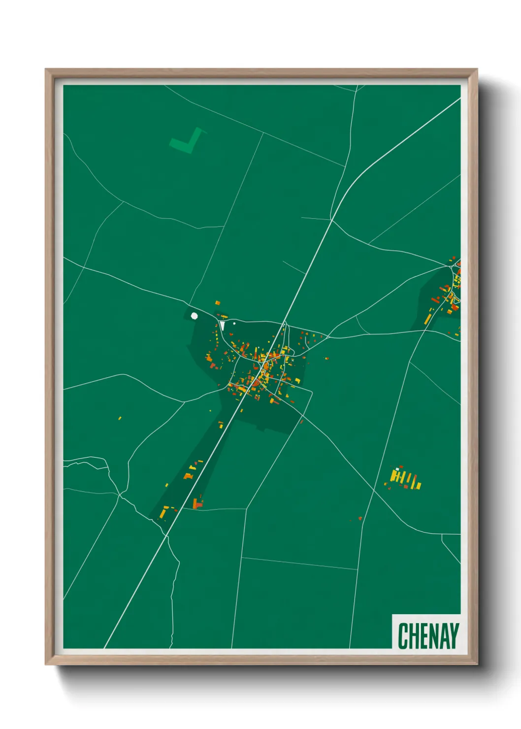 Une affiche de carte sur Chenay