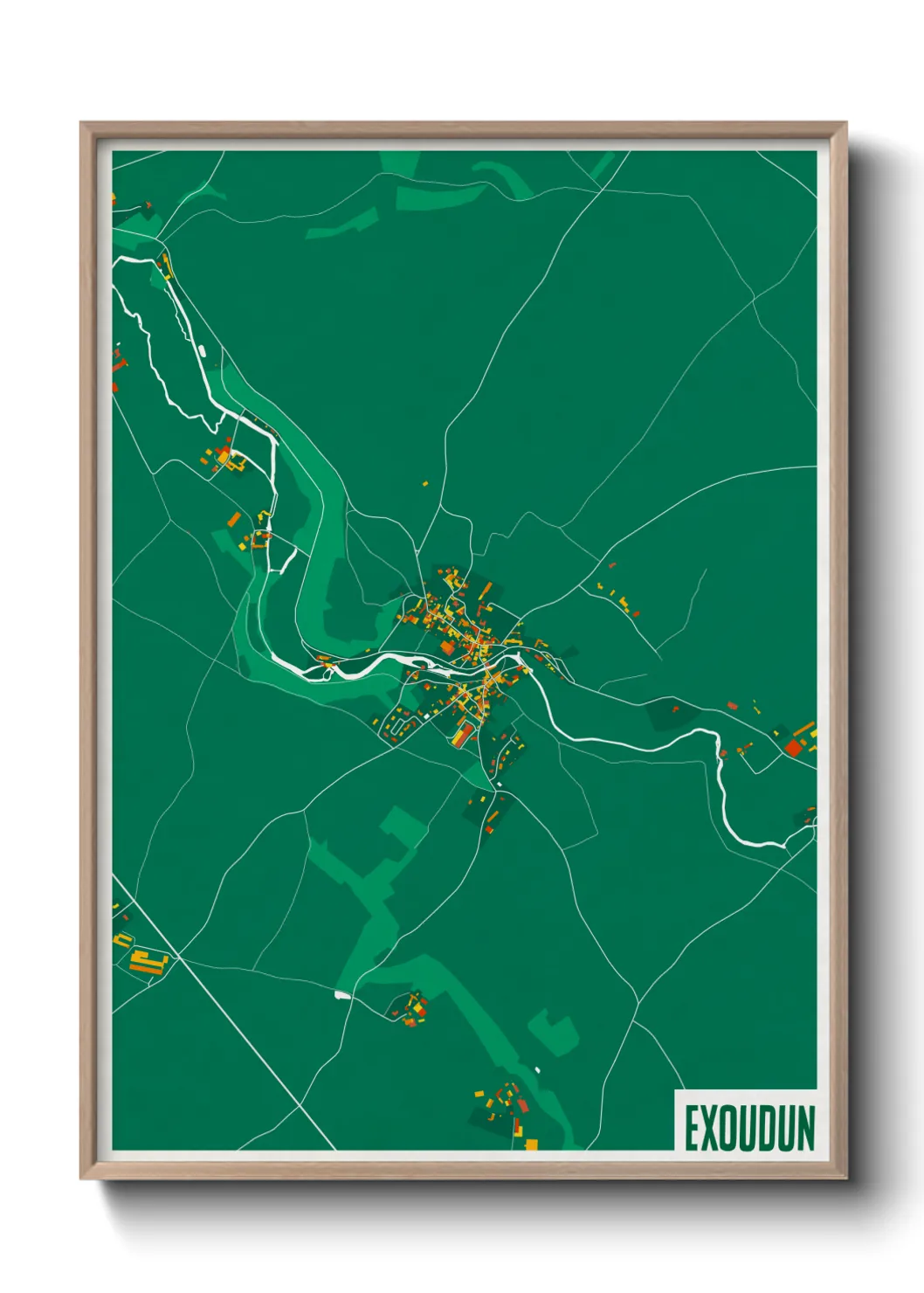 Une affiche de carte sur Exoudun