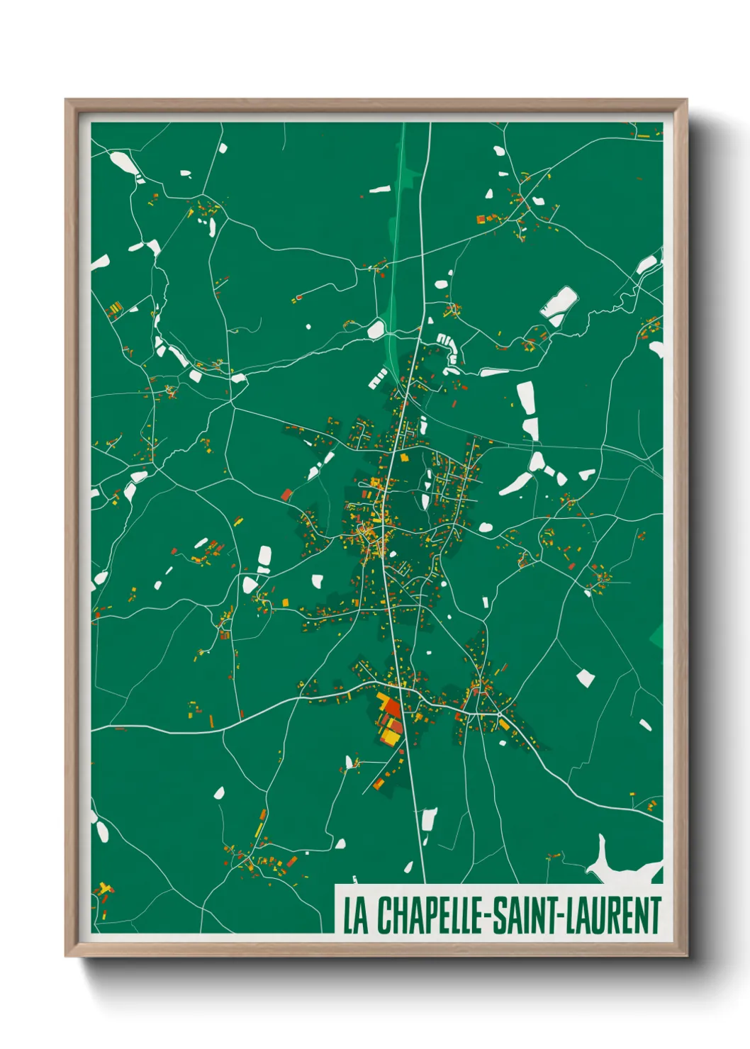 Une affiche de carte sur La Chapelle-Saint-Laurent