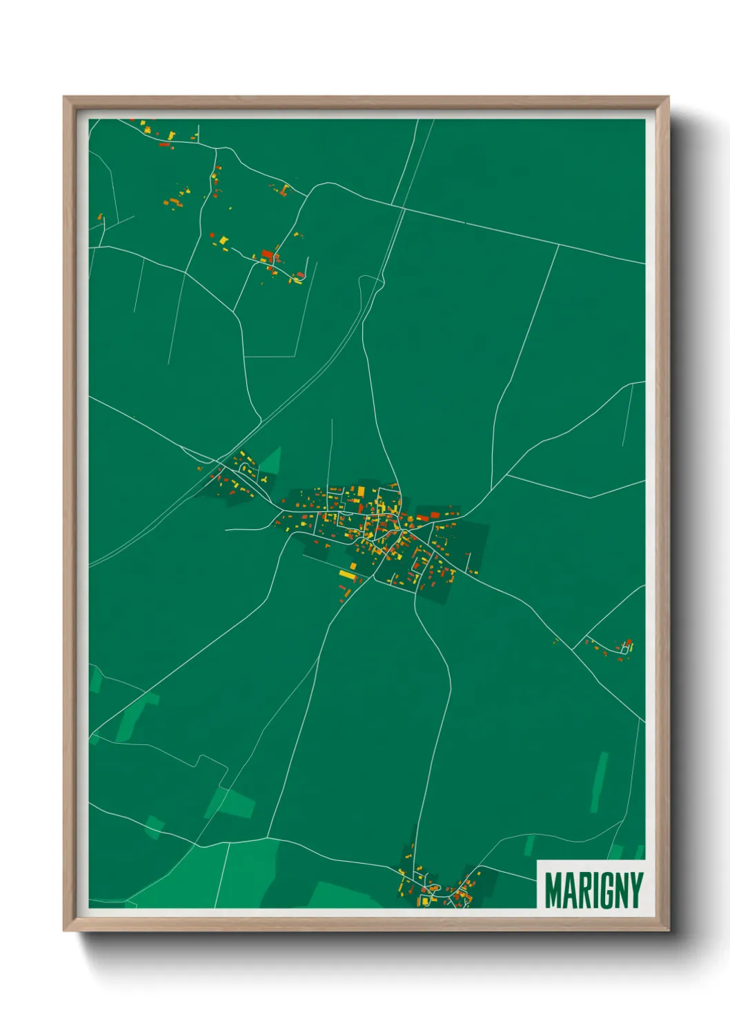 Une affiche de carte sur Marigny