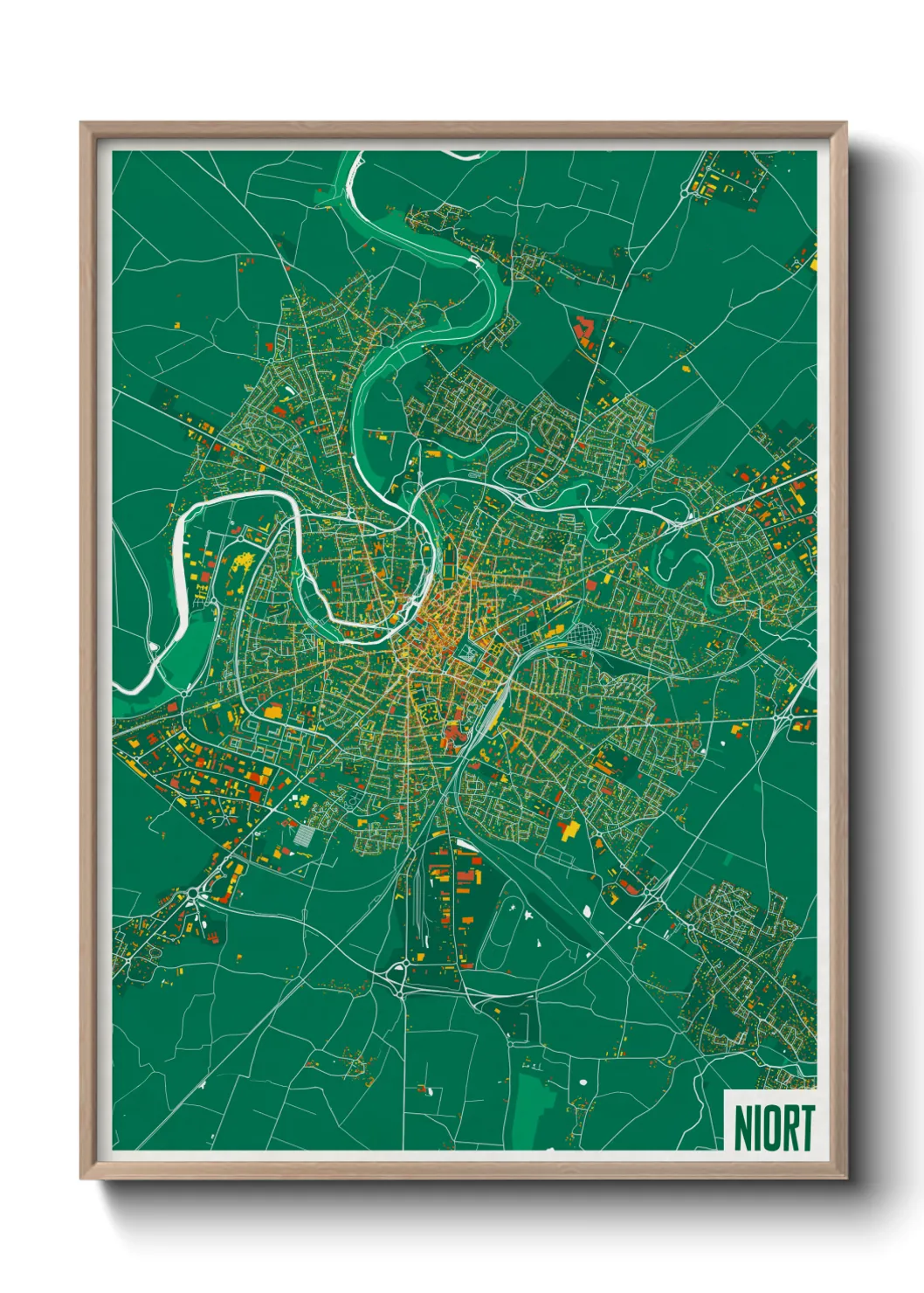 Une affiche de carte sur Niort