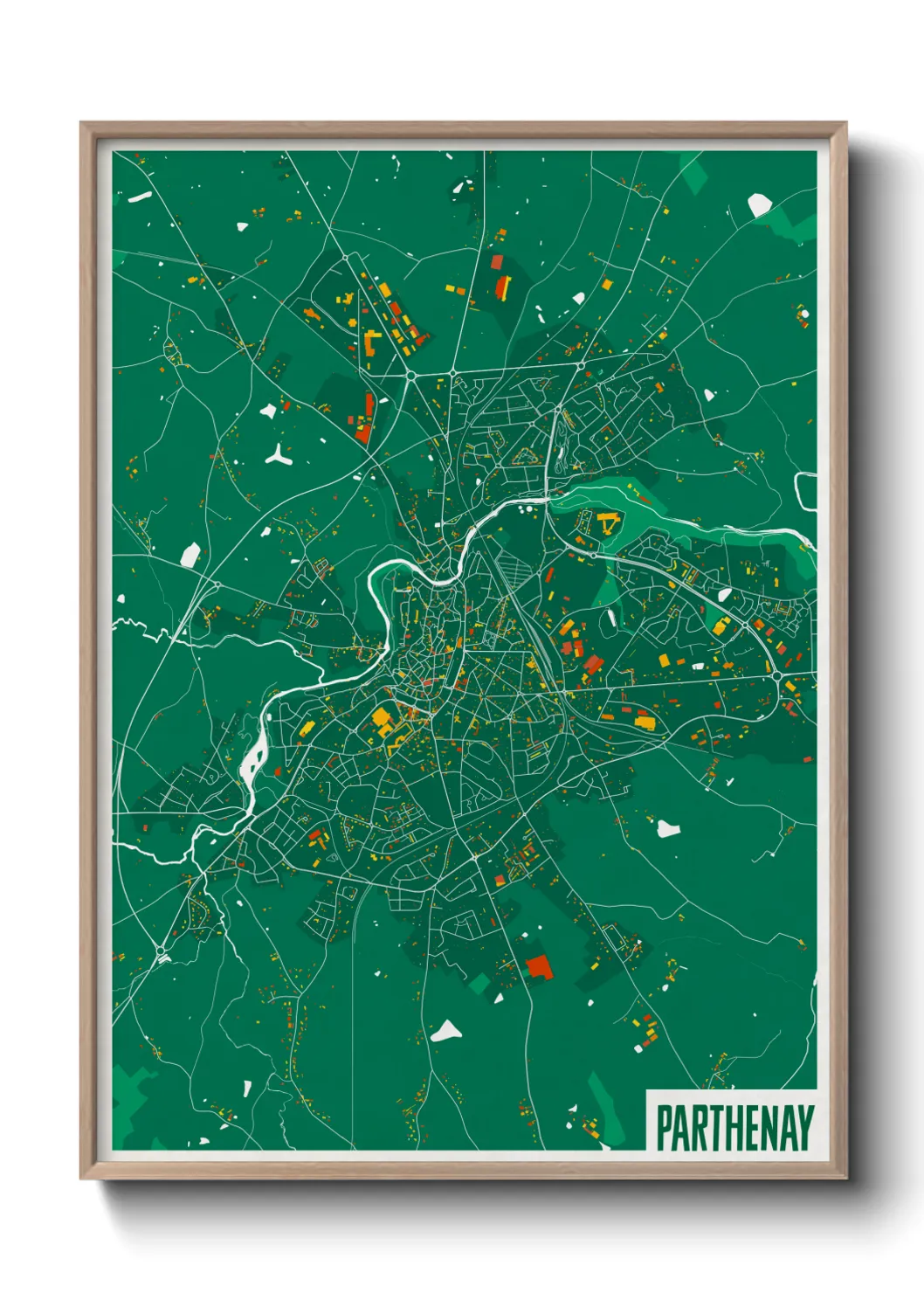 Une affiche de carte sur Parthenay