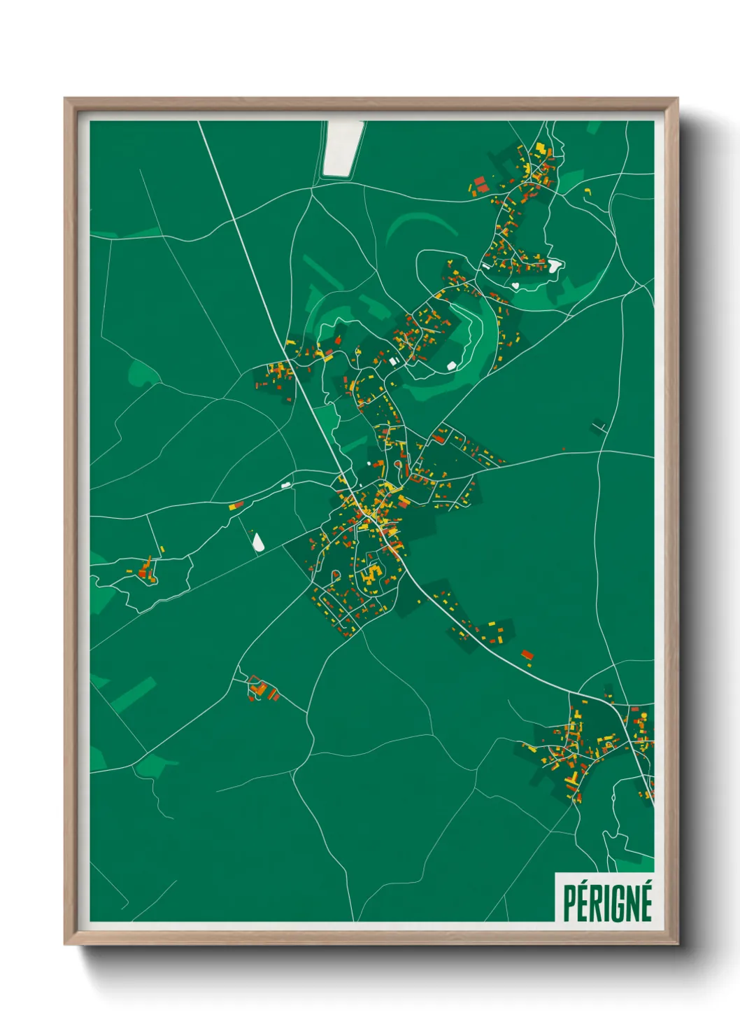 Une affiche de carte sur Périgné