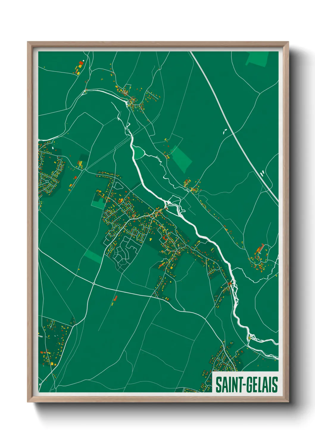 Une affiche de carte sur Saint-Gelais
