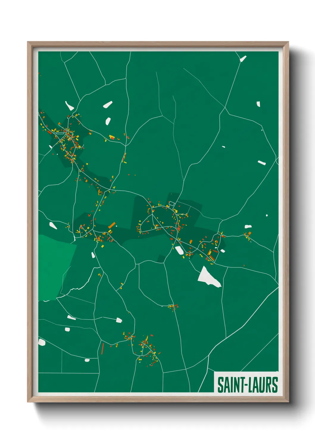 Une affiche de carte sur Saint-Laurs